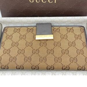 🔹️ GUCCI🔹️ purse Leather long wallet Brown Canvas Supreme  ✨️🤎